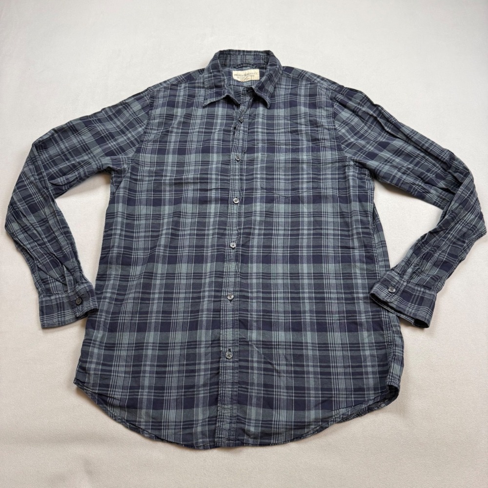 Denim & Supply Ralph Lauren Mens Large Plaid Button Down Shirt Blue Grey L/G